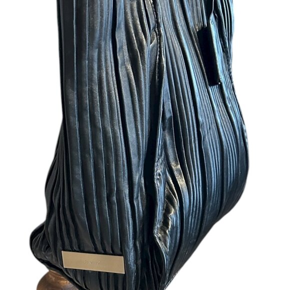 Vtg Calvin Klein #1979 Large Black Tote Bag Vegan Leather Ribbed Design Textured - Picture 3 of 12